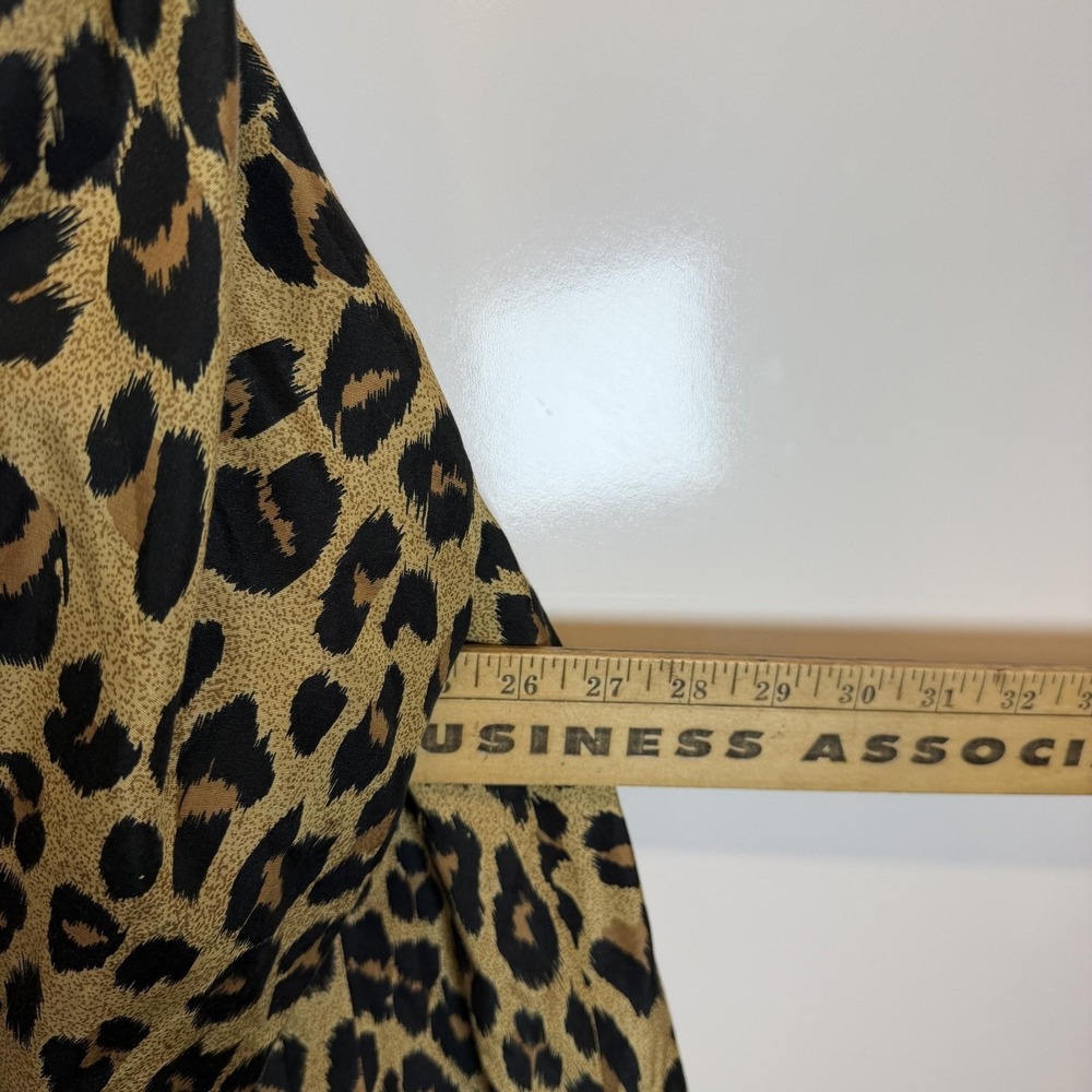 Dennis Basso Coat Womens 2X Brown Leopard Animal Print Silk Blend Overcoat - Picture 8 of 10